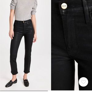 FRAME Le Sylvie Coated Jeans in “Noir Coated” Size 27